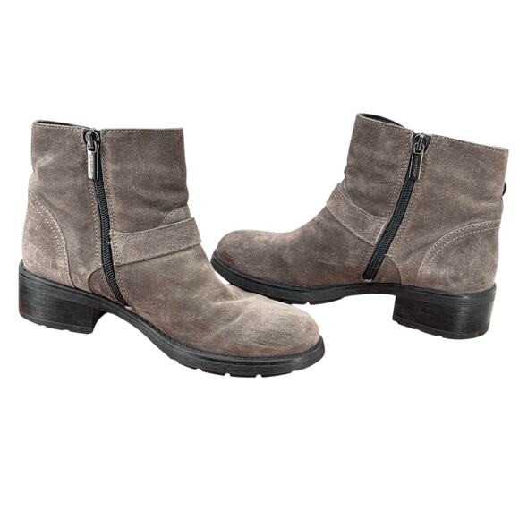 Aquatalia Moto Boot Sophia Buckle Suede Waterproof Women's SZ 6.5 Winter Gray - Picture 11 of 11